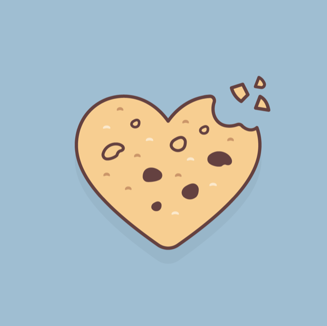 Galleta con forma de corazón mordida